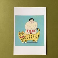 赤池佳江子／AKAIKE Kaeko「ポストカード 力士に虎」