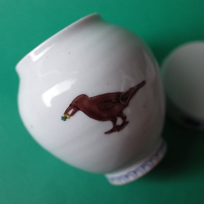 色絵磁器細密緒締め玉 色絵磁器細密緒締め玉