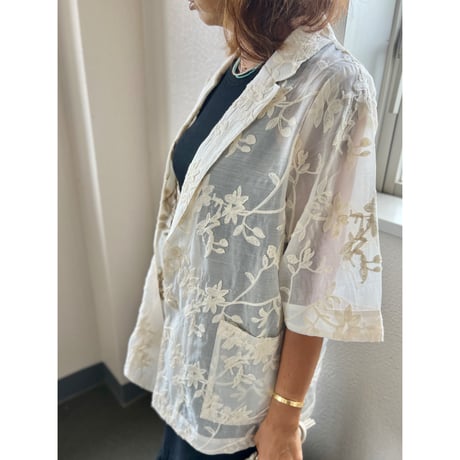 シアー刺繍半袖JKT