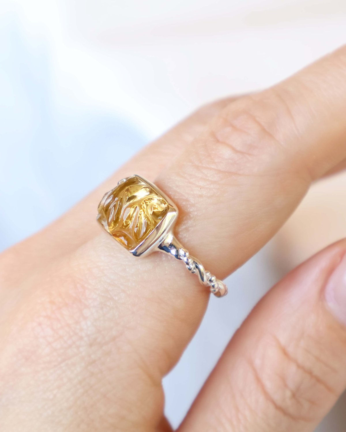Carving Citrine Ring #14 | AYA KIYOSHIMA JEWELRY
