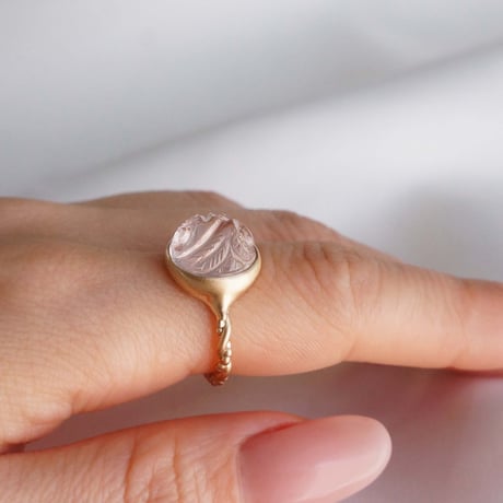 Carving Rosequartz  Ring