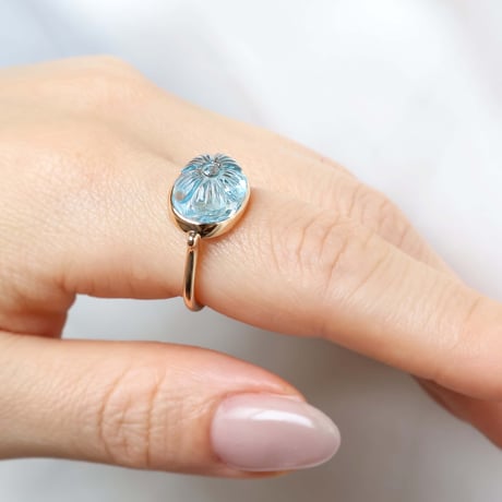 Carving Bluetopaz Ring