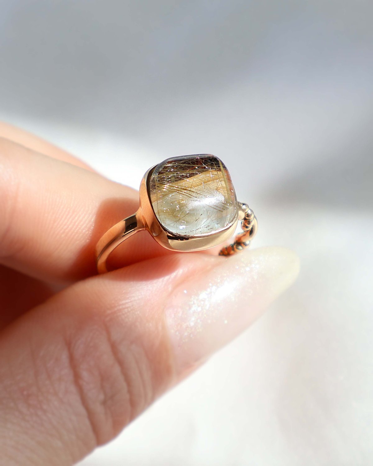 Agate × Rutilated Quartz Ring | AYA KIYOSHIMA J