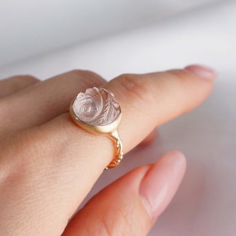 Carving Rosequartz  Ring