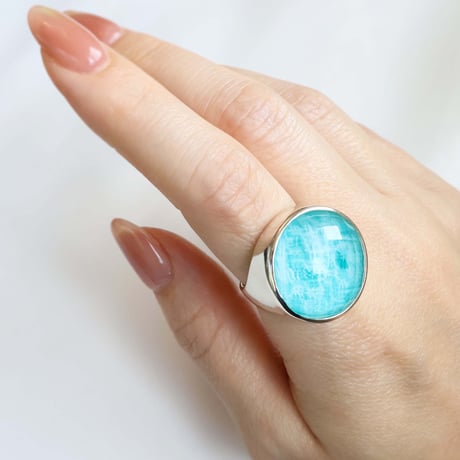 Amazonite × Quartz Ring #14