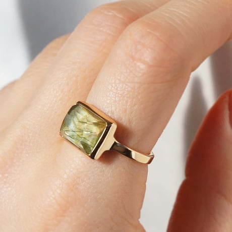 Blueopal × Rutilatedquartz Ring