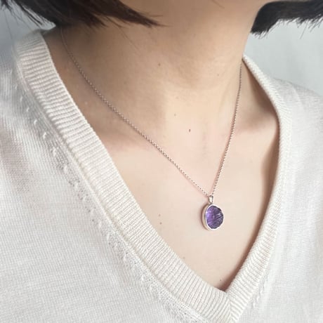 Carving Amethyst  Necklace top