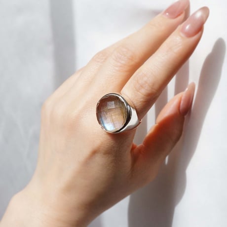 Labradorite × Quartz Ring #14