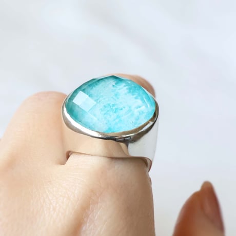 Amazonite × Quartz Ring #12