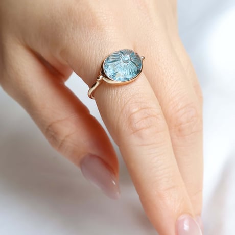 Carving Bluetopaz Ring
