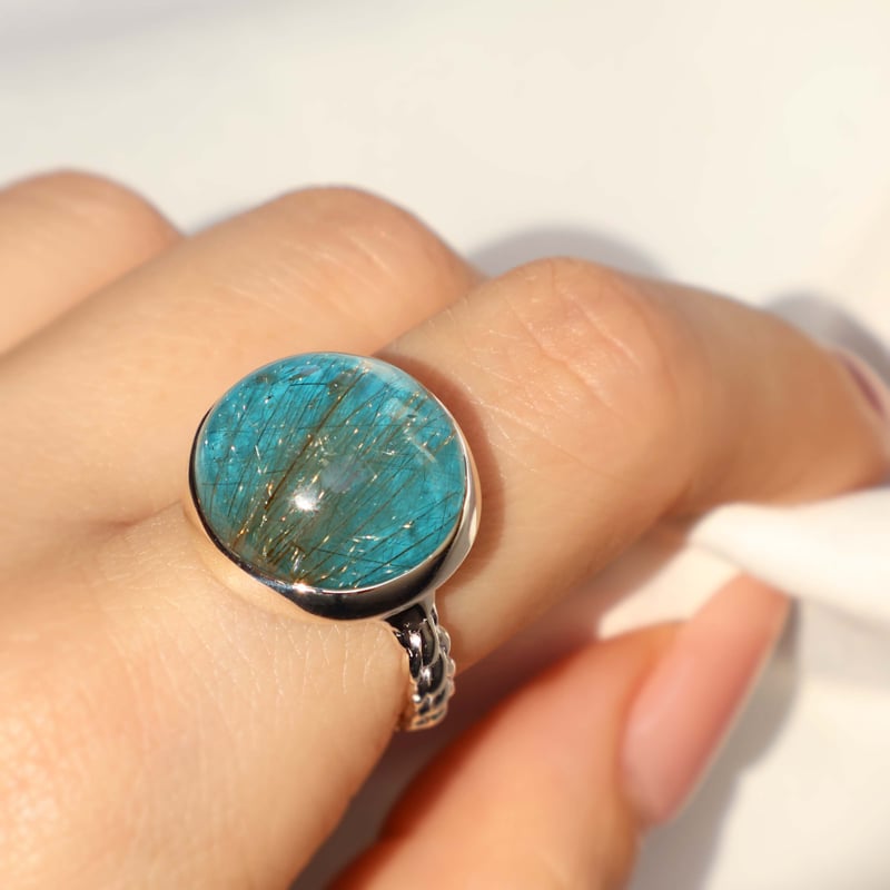 Aya Kiyoshima シルバーリング ルチルクォーツ 13.5号 Turquoise × Rutilated Quartz Ring | AYA KIYOSHI