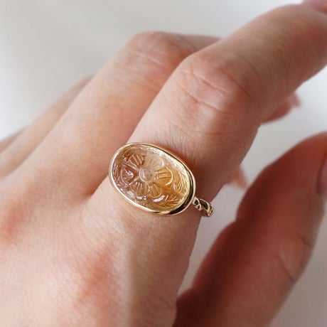 Carving Citrine Ring