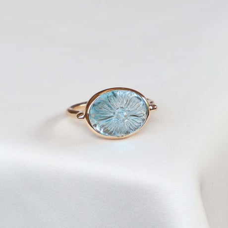 Carving Bluetopaz Ring