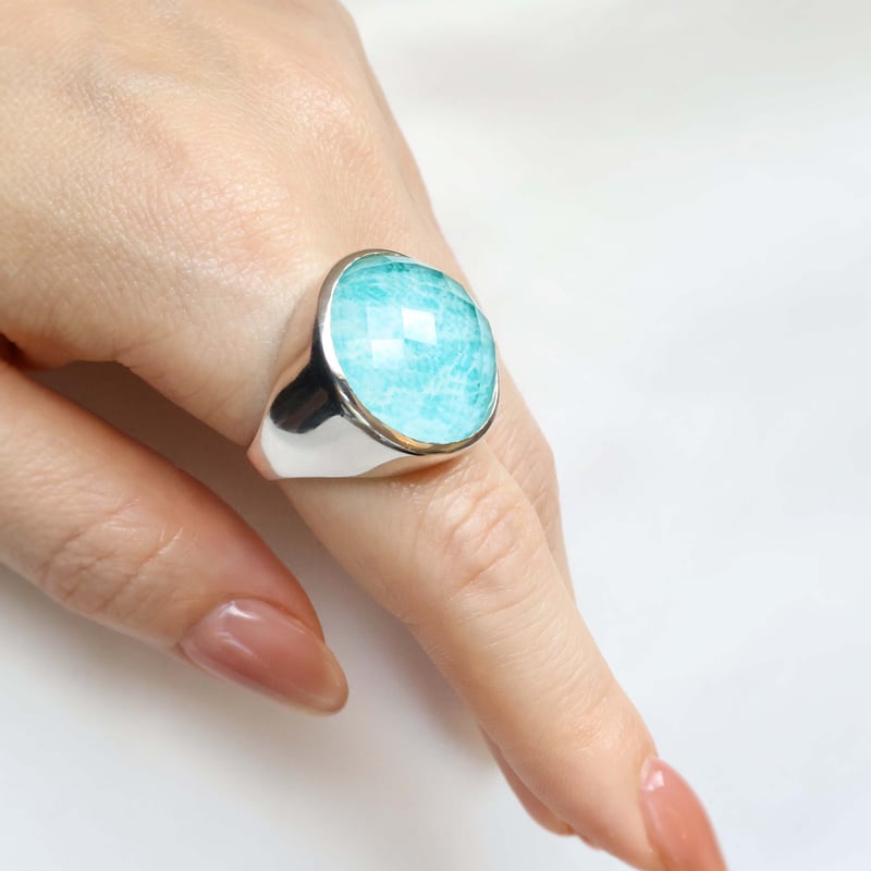5 アマゾナイト Amazonite × Quartz Ring #16 | AYA KIYOSHIMA JEW