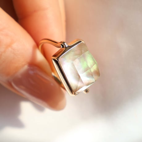 Yako Shell × Rutilated Quartz  Ring