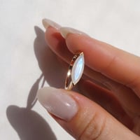 Marquise Ring Rainbow moonstone / k10