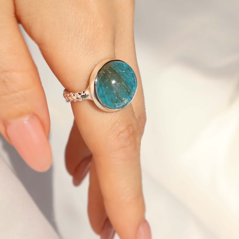 Aya Kiyoshima シルバーリング ルチルクォーツ 13.5号 Turquoise × Rutilated Quartz Ring | AYA KIYOSHI