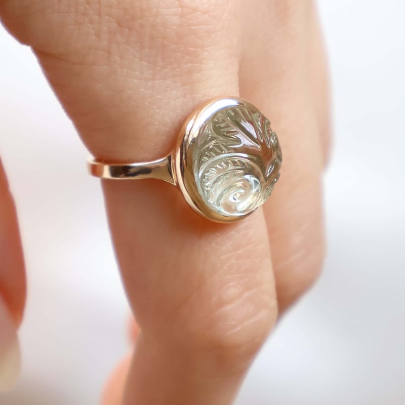 Carving Prasiolite Ring #15 | AYA KIYOSHIMA JEW