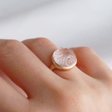 Carving Rosequartz  Ring