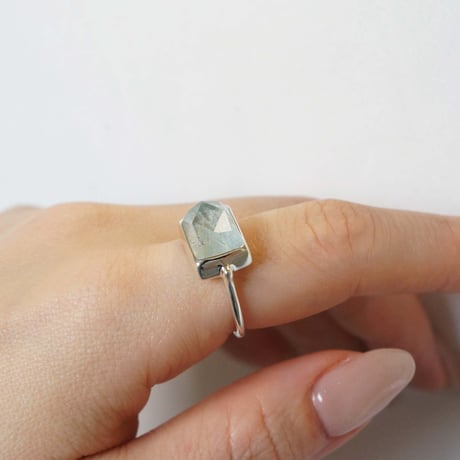 Aquamarine × Rutilated quartz Ring