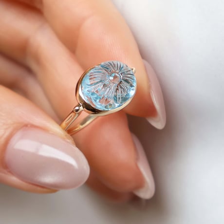 Carving Bluetopaz Ring