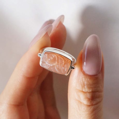 Carving Orange moonstone Ring #14