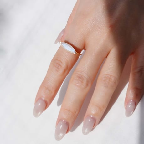 Marquise Ring Rainbow moonstone / k10