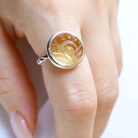 Carving Lemon Quartz Ring