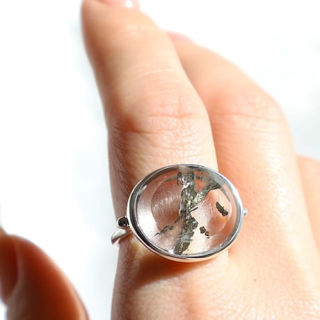 Pyrite in Quartz Ring