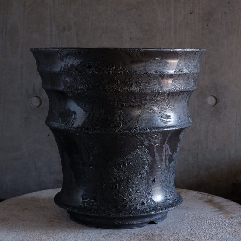 Φ32.5×h32.2㎝ black鉄彩 pot H1 | 陶 atelier Soel