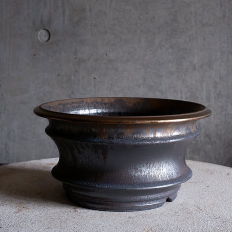 Φ24.3×h13㎝ 燻bronze pot H349 | 陶 atelier Soel
