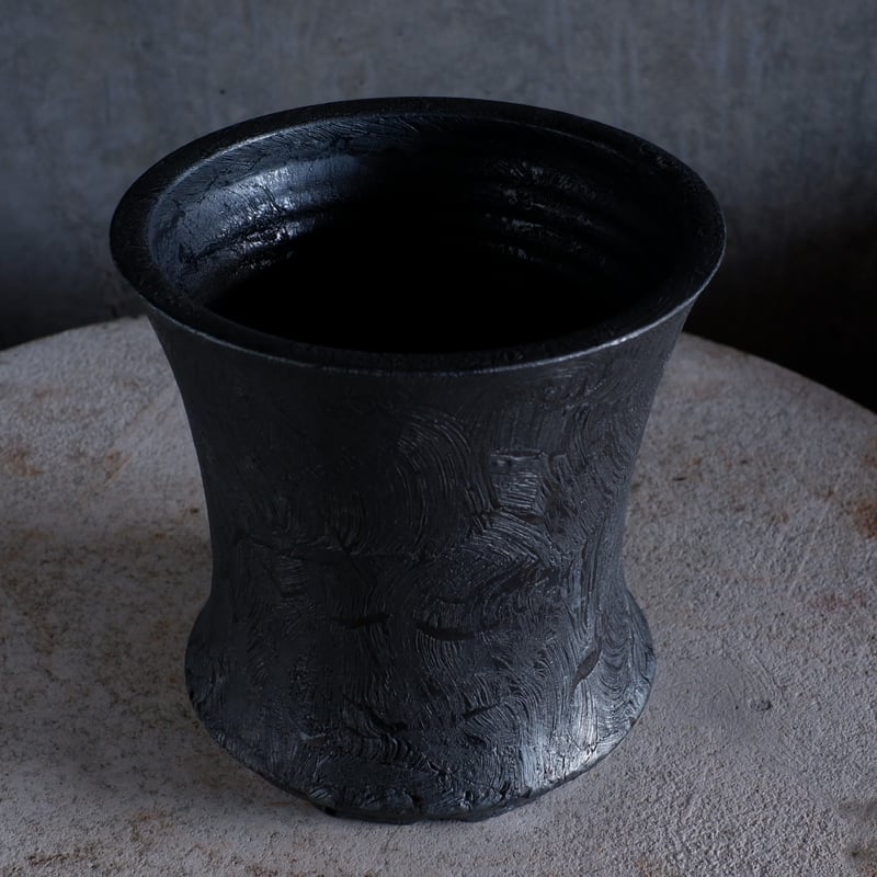 ④希少　50年前の未使用品　 India Rose 27皿 黒壺 Φ18×h18.8㎝ black鉄彩 pot H5 | 陶 atelier Soel