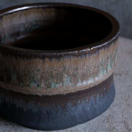 Φ16(in14)×h11㎝  燻verdigris pot  H401