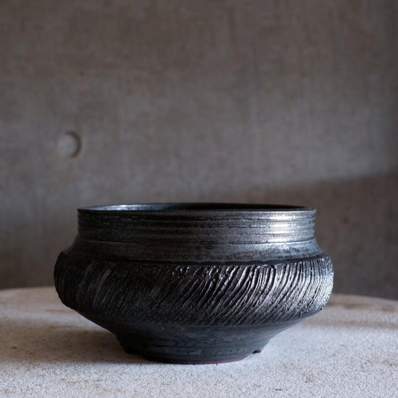 Φ15.3×h9.5㎝ spin pot(vintage black) G466 | 陶