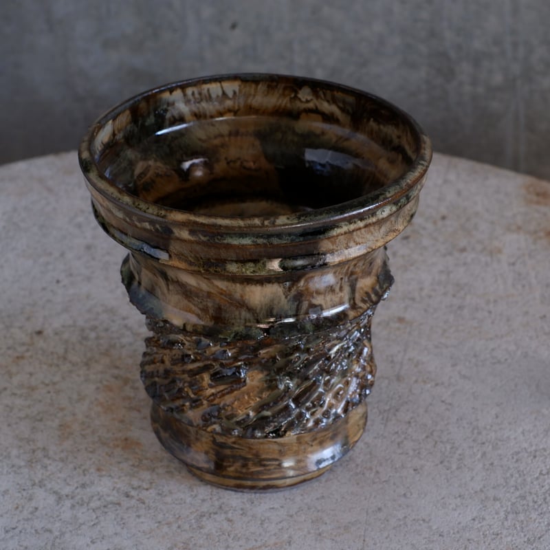 陶器鉢 作家鉢 植木鉢　陶 atelier Soel Φ14.2×h8.5㎝ spin pot H12 | 陶 atelier Soel