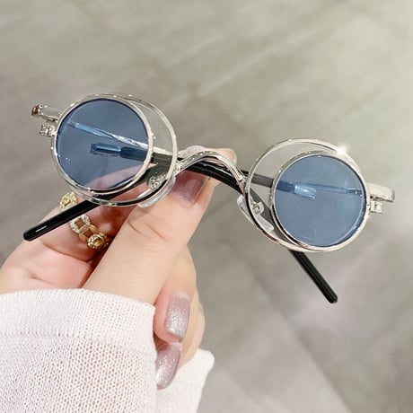 EYEAH-1004374  インスタ映え ヒップホップスタイル サングラス ユニセックス UV400 ラウンド型 ファッションアイテム コスプレメガネ メタルフレーム サングラス 通販