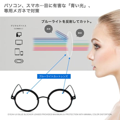 EYEAH-1004339  レトロ メガネ ユニセックス ブルーライトカット ラウンド ファッションアイテム パソコン用メガネ 樹脂+メタルフレーム メガネ 通販