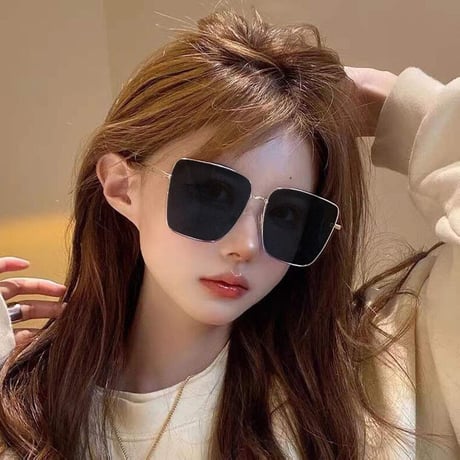 EYEAH-1004533  カジュアル 韓国アイドル風 サングラス ユニセックス UV400 大きいレンズ 紫外線対策 スポーツ ウェリーフレーム メタルフレーム サングラス 通販