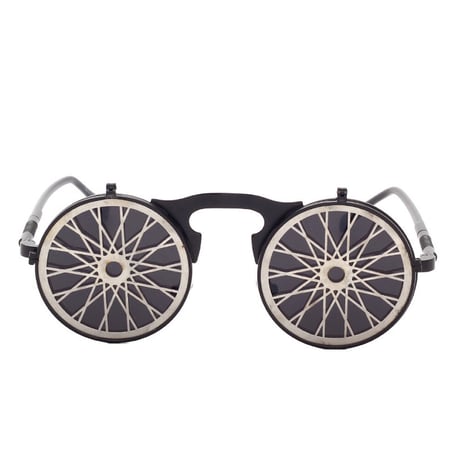 EYEAH-1004471 自転車の車輪 蒸気パンク サングラス ユニセックス UV400 丸眼鏡 ファッションアイテム パーティ 跳ね上げ式 メタルフレーム メガネ 通販