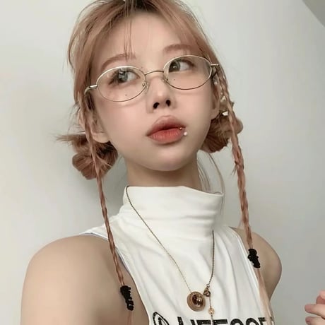EYEAH-10011474   韓国っぽ メガネ ユニセックス ブルーライトカット オーバル ファッションアイテム メタルフレーム メガネ 通販