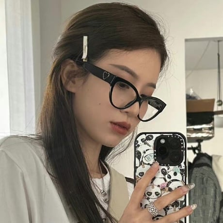EYEAH-1004202  韓国ファッション 大きなハートの ロマンチック メガネ ユニセックス 黒縁メガネ キャットアイ 樹脂 メガネ 通販
