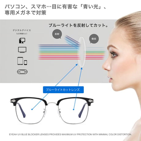おしゃれツールの切り札として、 メタルブロウ型ブルーライトカットメガネ