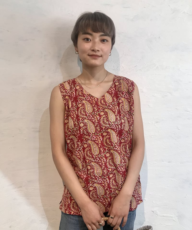pur ブロックプリントブラウス BAGRUブロックプリントコットンブラウス｜KANKAN ONLINE SHOP