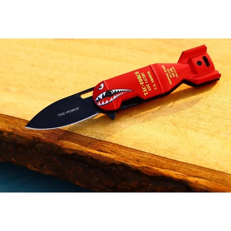 Shark Bomb Knife ”RED ＆ ZEBRA WOOD"【TAC-FORCE】