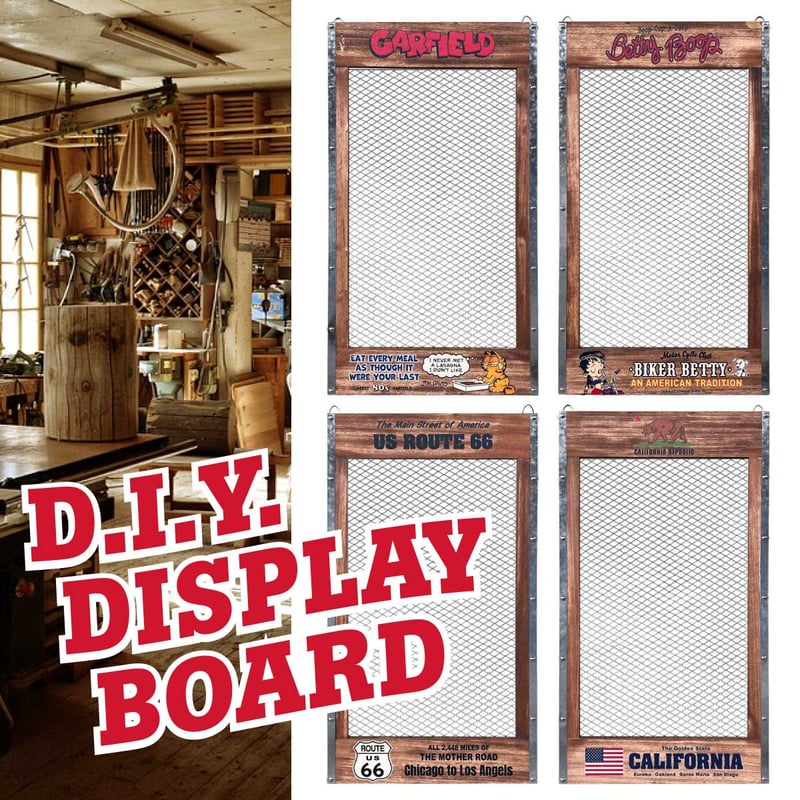ディスプレイボード★フェンス★DIY★カリフォルニア★アメリカン雑貨 アメリカン レトロ ディスプレイボード DIY 木製 金網 工具掛け
