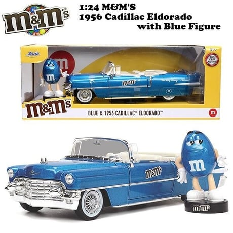 1:24 M&M'S 1956 CADILLAC ELDORADO w/BLUE FIGURE