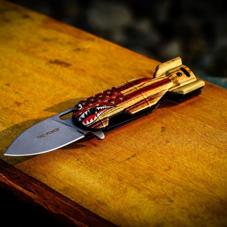 Shark Bomb Knife ”RED ＆ ZEBRA WOOD"【TAC-FORCE】