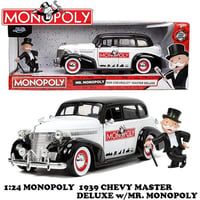 1:24 MONOPOLY 1939 CHEVY MASTER DELUXE w/ MR. MONOPOLY