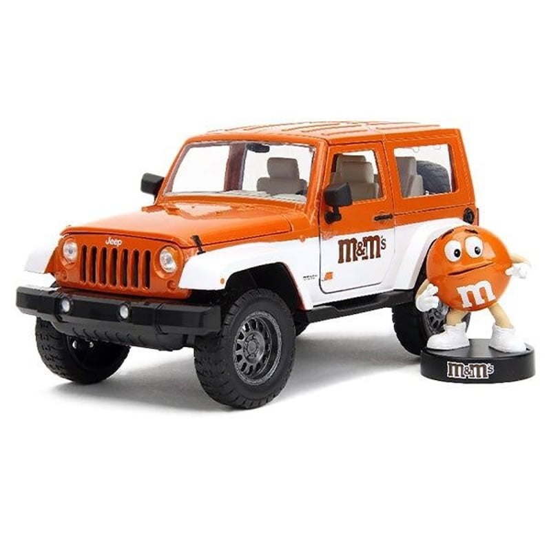 JADA M&M's オレンジ & 2007 Jeep Wrangler 1:24 M&M'S 2007 JEEP WRANGLER w/ ORANGE FIGURE