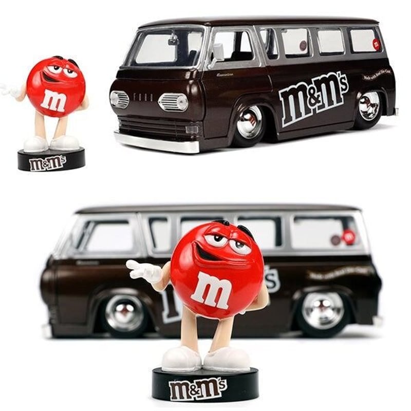 ミニカー 1:24 M&M'S 1965 FORD ECONOLINE w/RED Jada Toys M&M's - Czerwony & 1965 Ford Econoline - 1:24